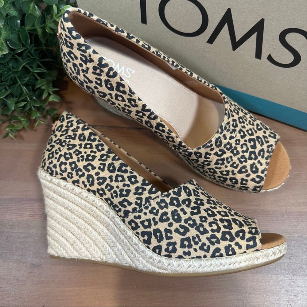 TOMS Leopard Print Michelle Wedge Espadrilles